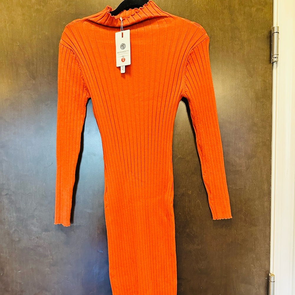 MEROKEETY Ribbed Knit Midi Dress - Picture 4 of 5